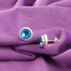 Round Natural Swiss Blue Topaz 925 Sterling Silver Wife Gift Stud Post Earrings EE-147-5