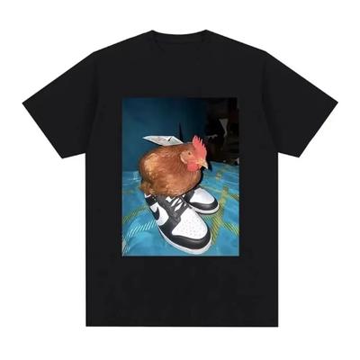 Lustiges Dripped Out Hühner T-Shirt Herren Damen Huhn mit Schuhen Print T-Shirts Harajuku Mode Kurzarm T-Shirt Streetwear