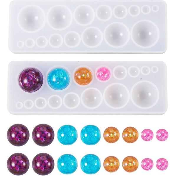 2Pcs Heart Shape Silicone Molds Love Heart Cabochons Resin Casting Molds Chunky Valentines Love Jewelry Pendant Mould for Epoxy Resin DIY Earring