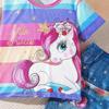 2025 Summer Girls' Fashion Denim Two-Piece: Long Pants & Round Neck T-Shirt Set