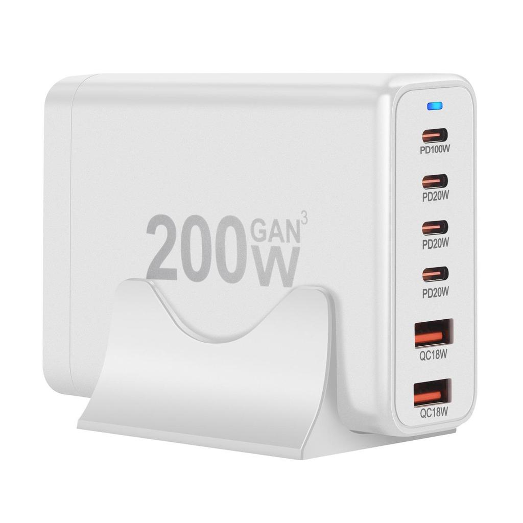 200W Multi-Port Desktop GaN Charger with 4C2A Direct Charging