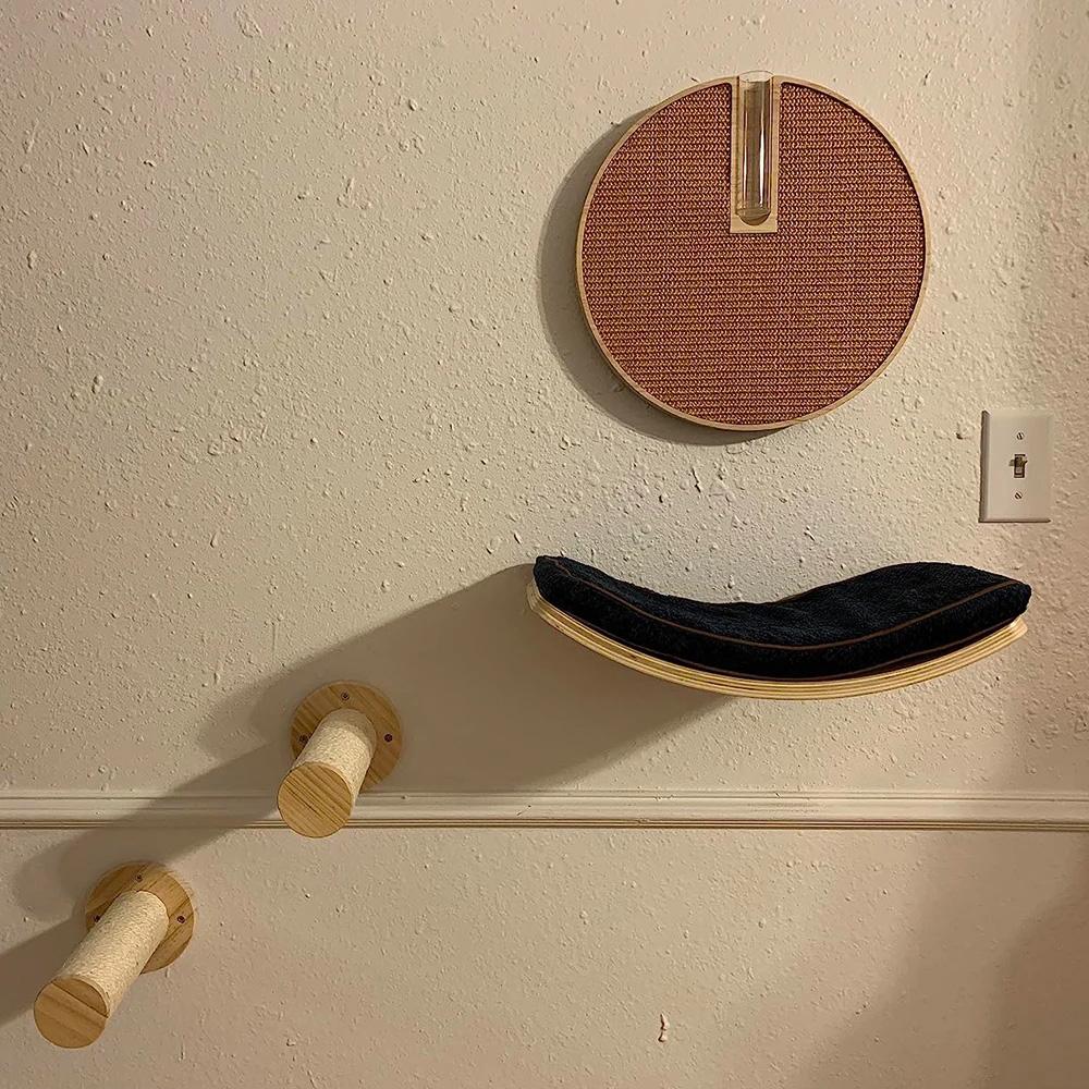 Wall Mounted Cat Shelf Bed with Soft Cushion Cat Perch Indoor Cat Furniture for Kittens & Adult Cats Climbing Sleeping & Playing