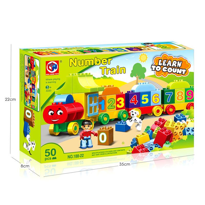 50pcs/set Large Particle Building Blocks Creative Puzzle Digital Train Early Education Puzzles Toys For Children Christmas Gifts