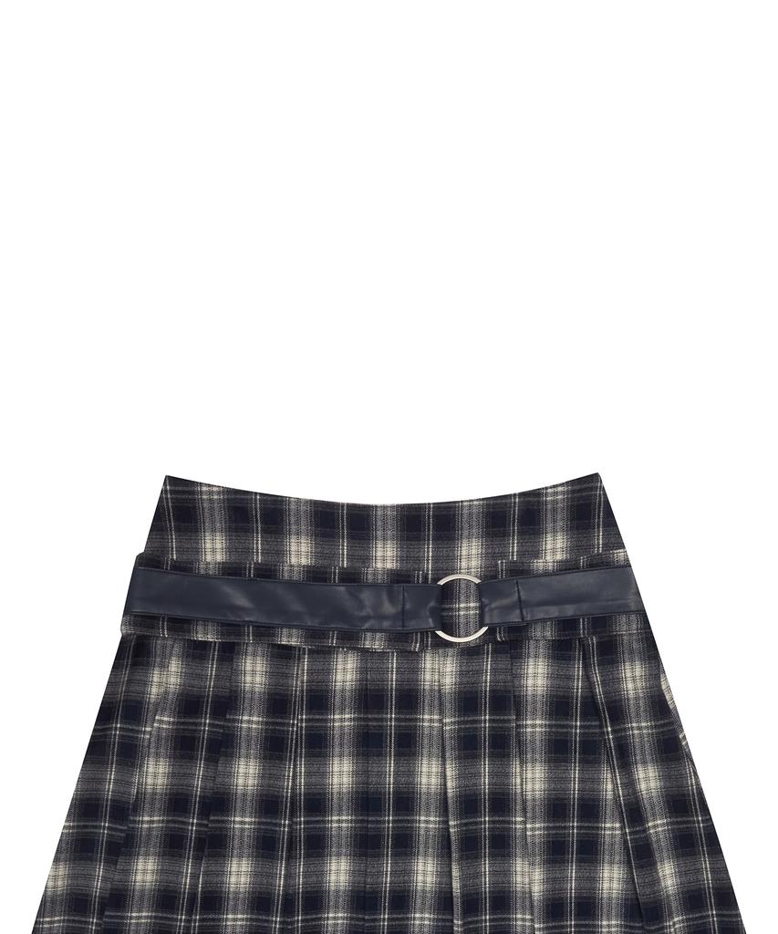 Love Is True Gt Belt Check Skirt(Navy)