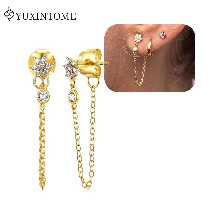 Dames 925 Zilveren Oorstekers Kristal Zirconia Waterdruppels Stud Hoops Goud Huggie Oorbellen Premium Luxe Feest Sieraden