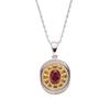 Whole Body S925 Sterling Silver Natural Colored Treasure Necklace, High-End Light Luxury Oval Pendant, Female Classic Retro Round Brand