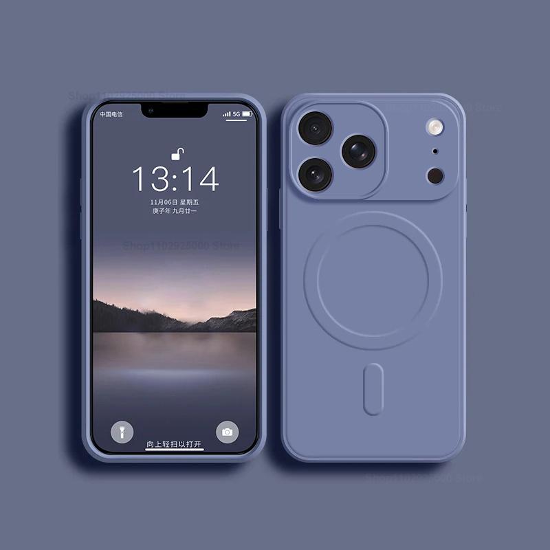 Magnetyczne etui z płynnego silikonu Magsafe na telefon iPhone 17 16 12 15 14 13 Pro Max Plus 17 Ładowanie bezprzewodowe Miękki pokrowiec
