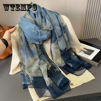 Elegant Floral Print Scarf - Lightweight Polyester Bali Yarn, Stylish Shawl for Women, Perfect for Beach & Summer Wear