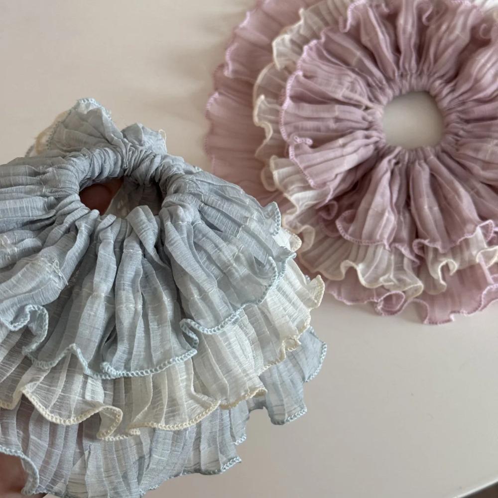 Premium Sense Hair Bands Chiffon Hair Accessories Korean Style Wavy Lace Scrunchie  Women