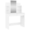 VidaXL Dressing Table with Mirror, Makeup Table with 2 Drawers, Cosmetic Table with 4 Shelves, Storage Furniture 837574