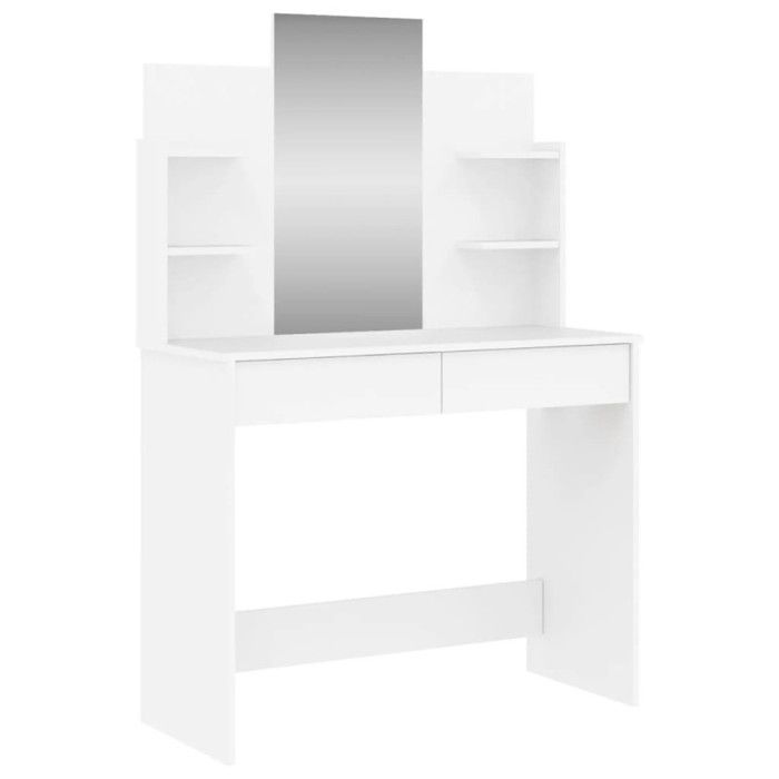 VidaXL Dressing Table with Mirror, Makeup Table with 2 Drawers, Cosmetic Table with 4 Shelves, Storage Furniture 837574