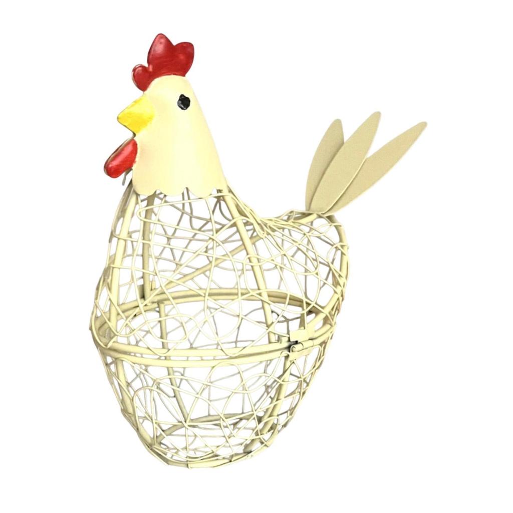 Chicken Wire Egg Basket Fruits Vegetables Rack Small Living Room Decor Decorative Egg Holder Chicken Shape Design Ornament