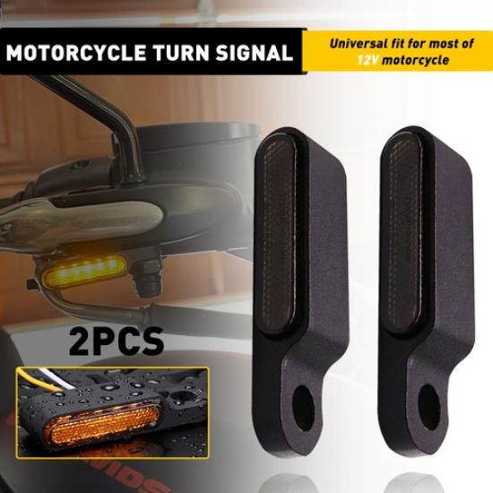 Universal Motorcycle LED Turn Signal Lights Black Flowing White Amber Waterproof