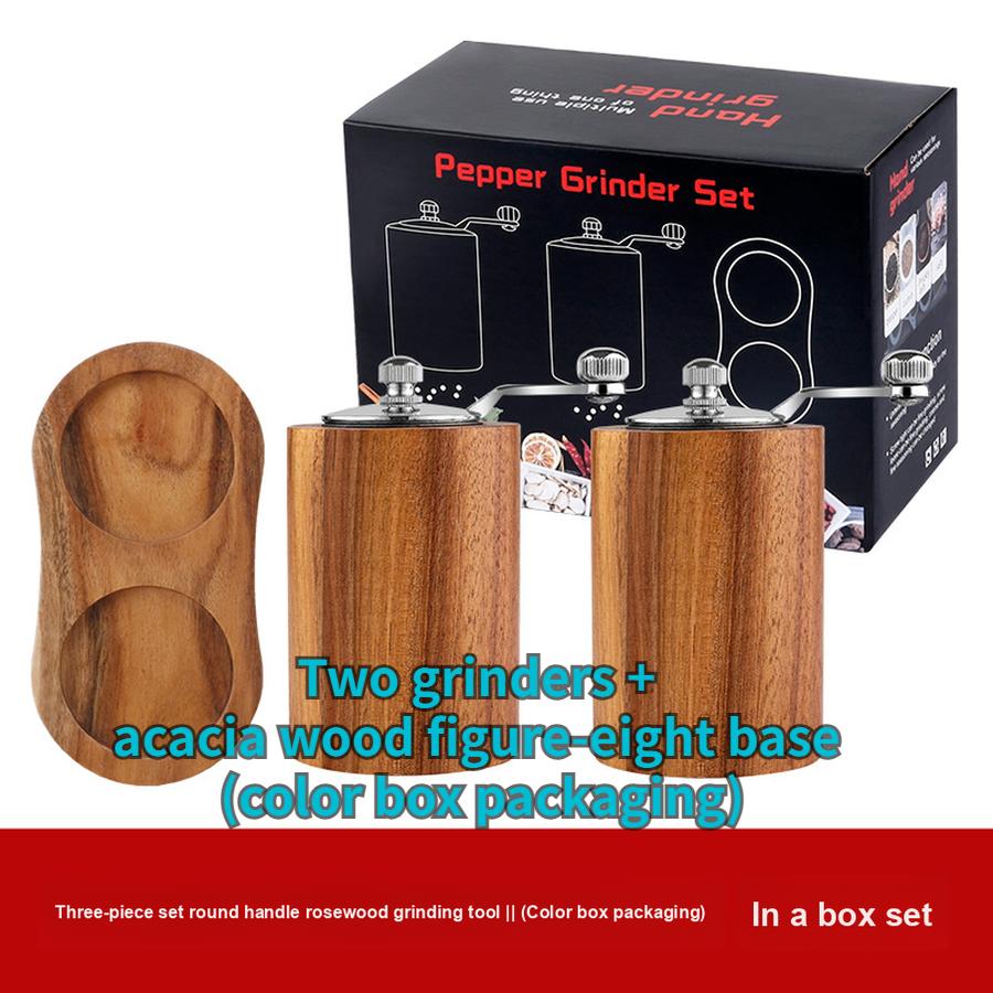 Manual Pepper Grinder Kitchen Wooden Spice Mill for Black Pepper, Salt, and Herbs