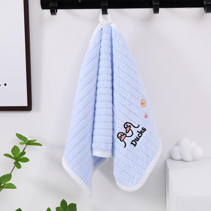 Cartoon Children's Face Towel Soft Absorbent Coral Fleece Embroidered Hair Home School Students Foreign Trade