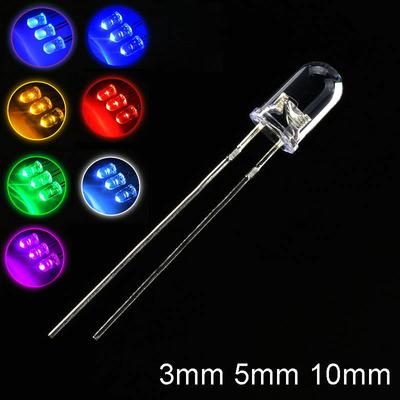 100pcs Transparent Round 3mm/5mm/10mm Super Bright Water Clear Orange Green Red White Yellow Blue Light LED Bulbs Emitting Diode
