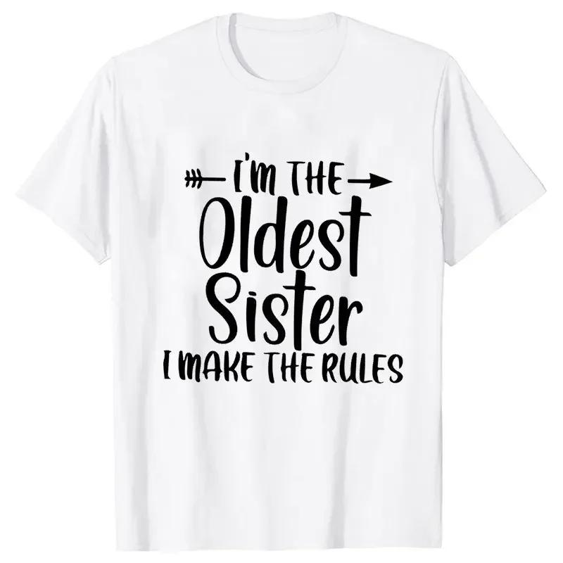 Sister Rules Gifts T Shirts Sweet Fashion Women Tshirt Funny Oldest Middle Youngest Sister Tees Sarcastic Sibling Matching Shirt