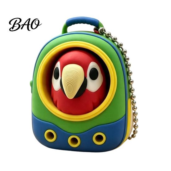 Desktop Stress Reliever Animal Backpack Clicker Fidget Toy, Dog Cat Penguin Parrot Tactile Toy Finger Clicker, Relief Handbag Decorative Accessory