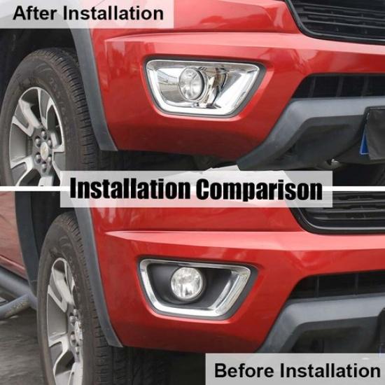 2x Chrome Front Fog Light Lamp Decor Cover Trim Bezel For Chevy Colorado 2014-18