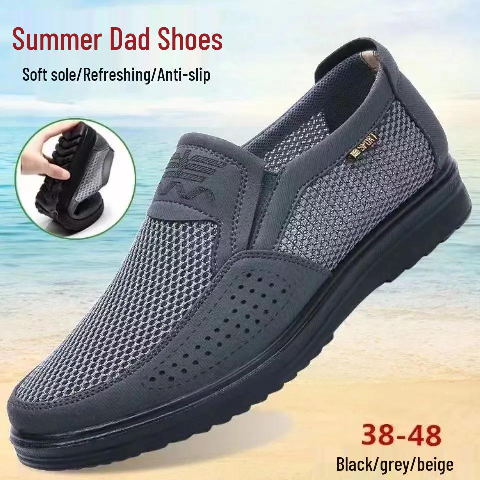 Herren Sommerschuhe aus atmungsaktivem Netzgewebe für mittlere und ältere Menschen - Weiche Sohle, Lässig, Bequem, Vaterschuhe