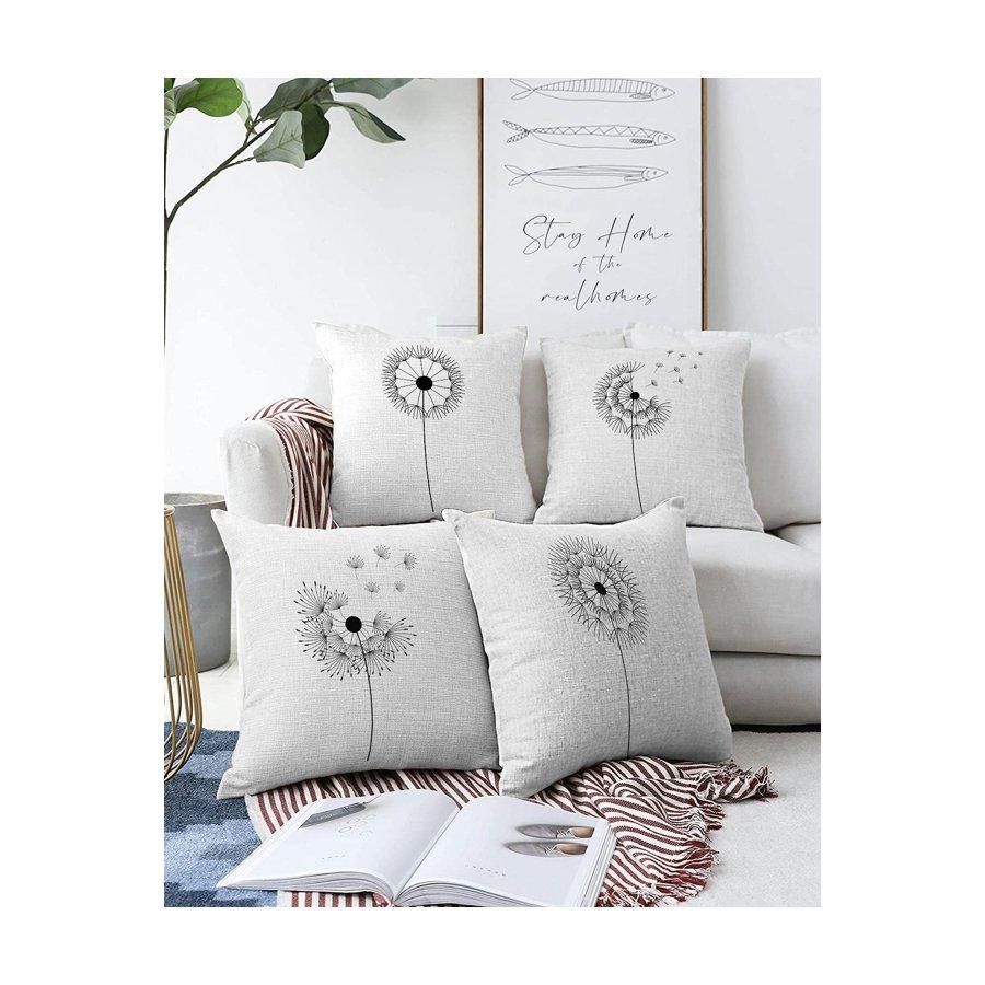 Sada 4 kusů oboustranného povlaku na polštářek s digitálním potiskem