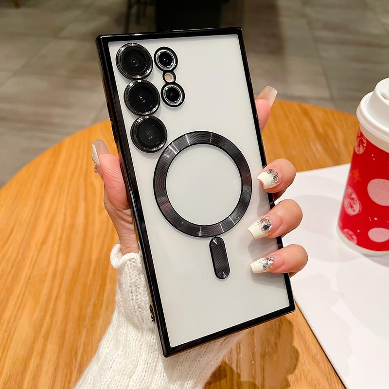 For Magsafe Plating Soft TPU Transparent Shockproof Phone Case For Samsung S25 Ultra S23 S21 S22 S24 Ultra Plus FE Bumper Cover