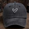 Heart Embroidery Simple Baseball Cap Washed Distressed Solid Color Dad Hats Adjustable Couple Sun Hats For Women  Men