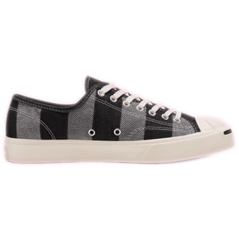 Converse Jack Purcell Open Smile Striped Simple Versatile Low-top Canvas Shoes Unisex Black and Gray