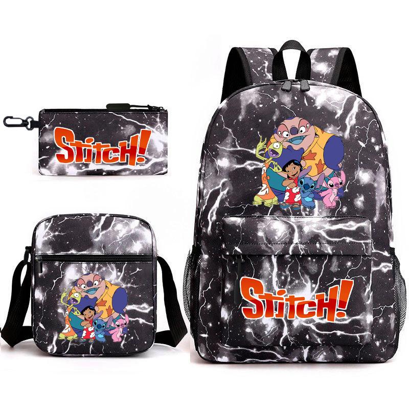 School Season Student Backpack Heat Transfer Backpack Satchel Pencil Bag Three-Piece Set