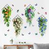 Butterfly Flower Vine Green Plant Self-Adhesive Waterproof Wall Stickers Living Room Bedroom Decorative Painting