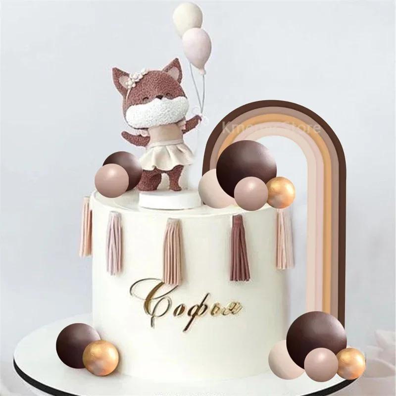 Boho Rainbow Cake Topper Bohemian Soft Pottery Insertion Cupcake Dessert Baby Shower Birthday Wedding Party Decorations Supplies