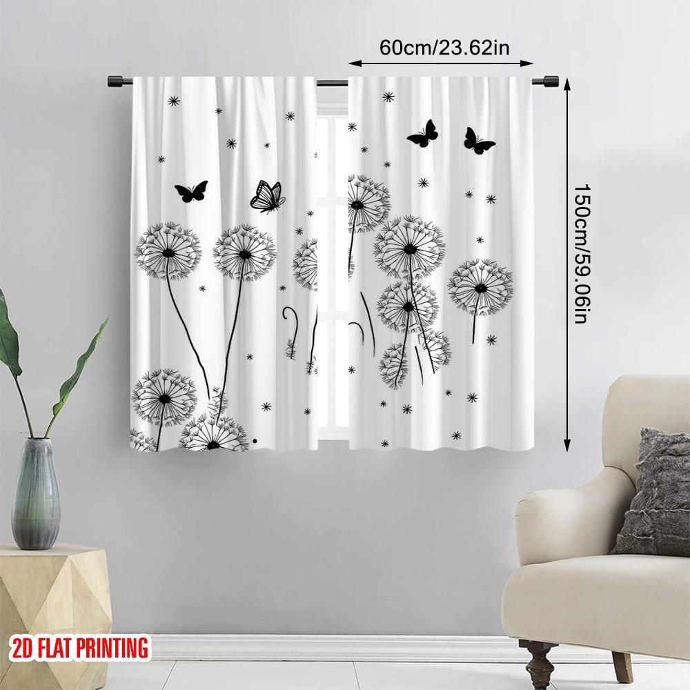 2 ks, 2D tiskové závěsy a okenní dekorace Šeptající pampelišky Všestranná látka (bez tyče) Dekorace pokoje pro obývací pokoj