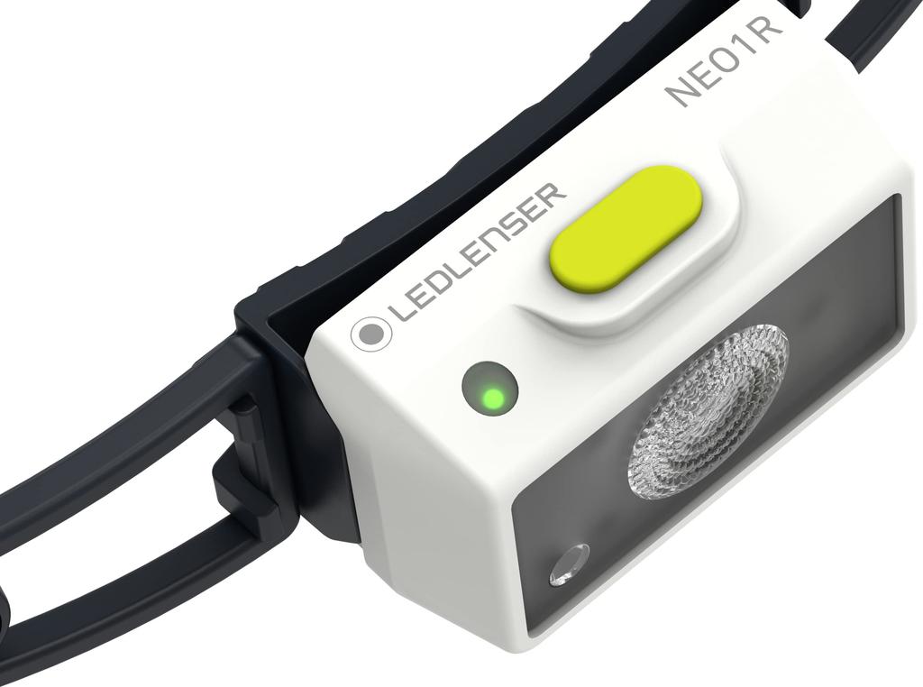 Ledlenser NEO1R LED 502720 Japanese White/Lime Headlamp, Rechargeable, Ultra-Lightweight, 39g, Compact, Outdoor, Running, White/Lime Green, [Official