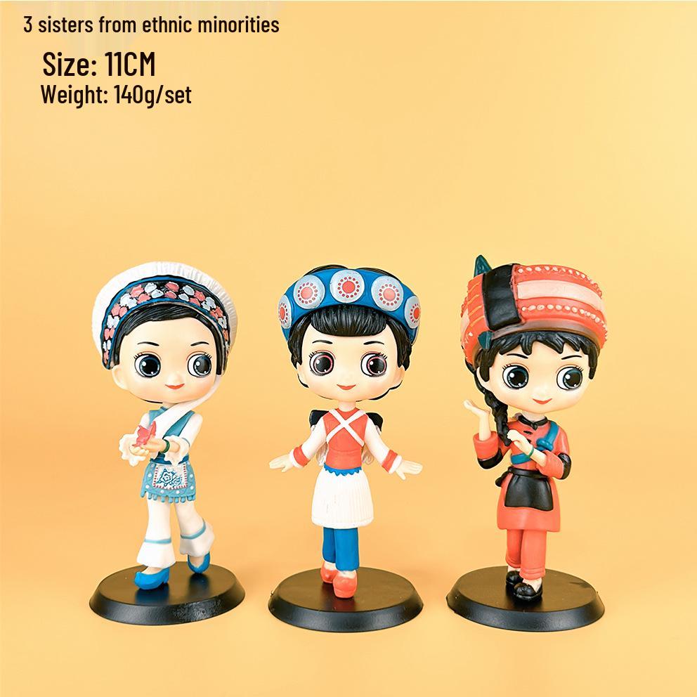 

Guochao 3 Sisters Yi Bai Naxi Ethnic Souvenir Figurines