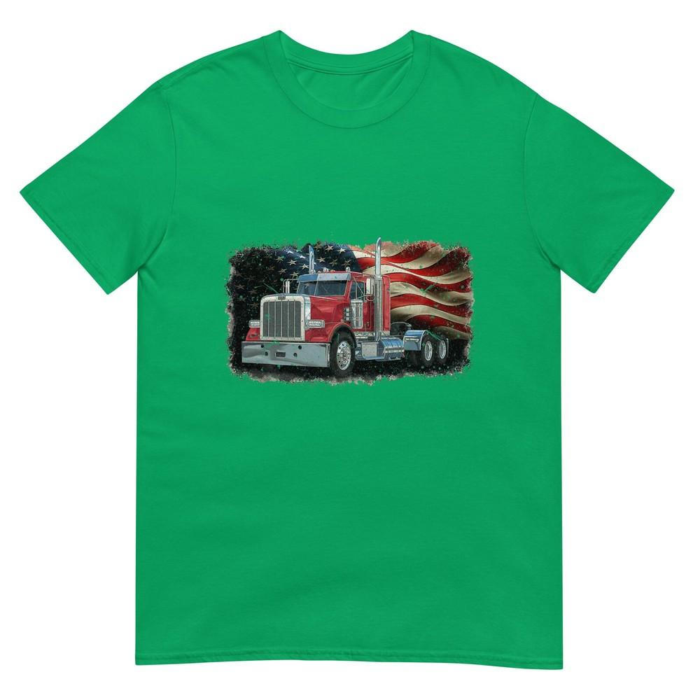 Driver Trucker Us Flag Semi Truck Patriotic 4th Of July Unisex TShirt