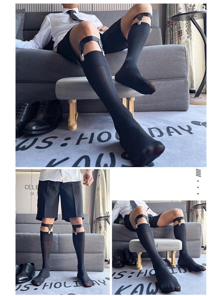 Unisex Anti-Slip Garter Belt with Double Clips for Thigh, Calf, and Sock Accessories