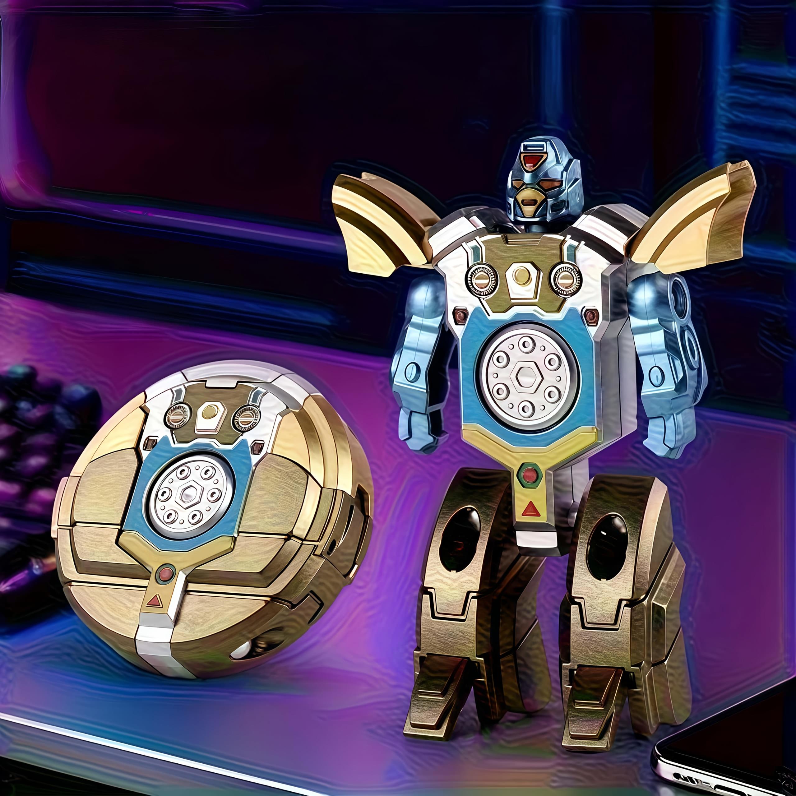 Transforming robot fidget toy spinner disk shape stress relief toy for kids 1PCS золотой