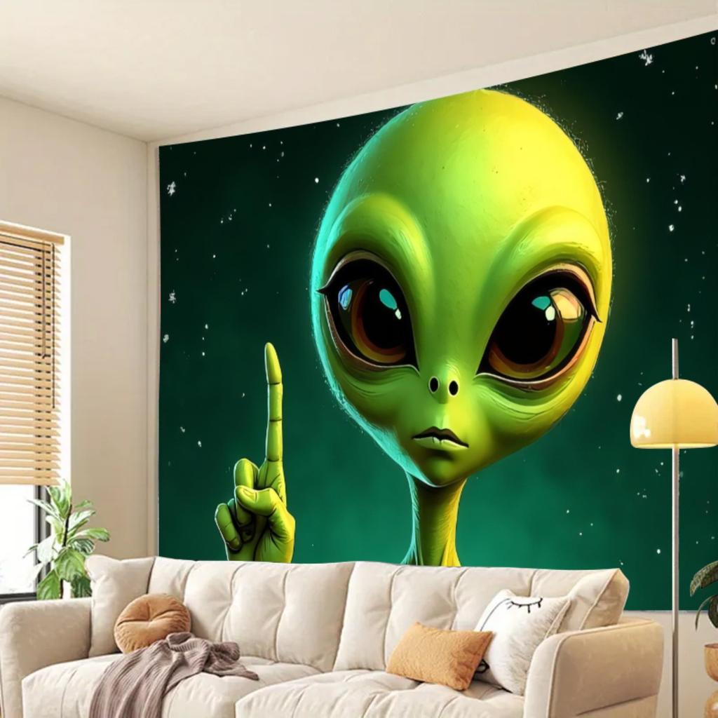 1 Stück Alien Übergröße Hintergrundbanner - Grünes Alien für Live-Stream Party Geburtstag Jubiläum - Einfach zu verwenden Innen-/ Dekor Party Hintergrund