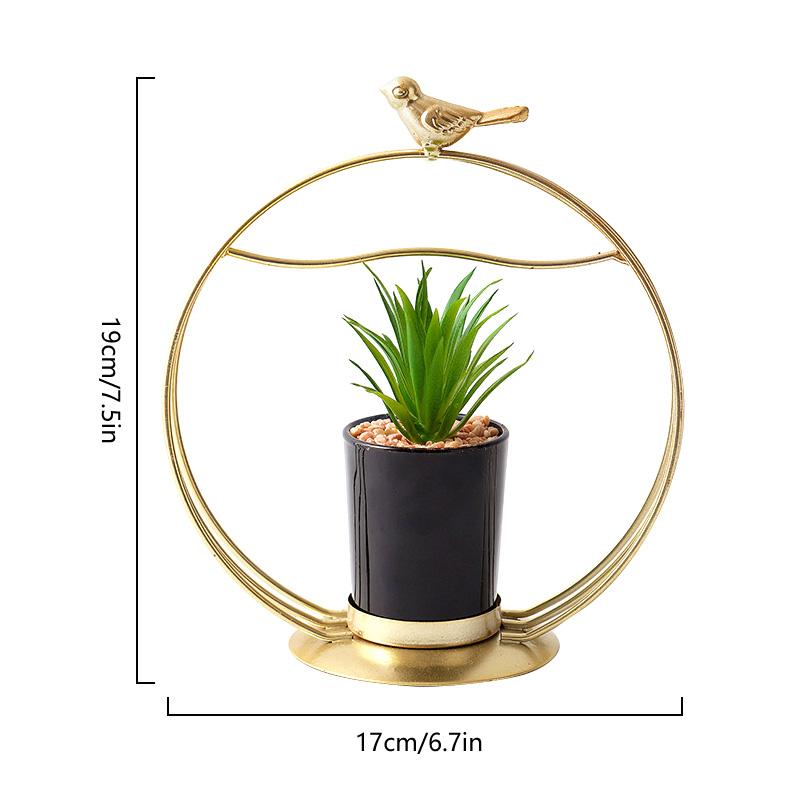1PC Plants Holder Gold Desktop Ornament Metal Iron Home Decoration Vase Geometric Bonsai Nordic