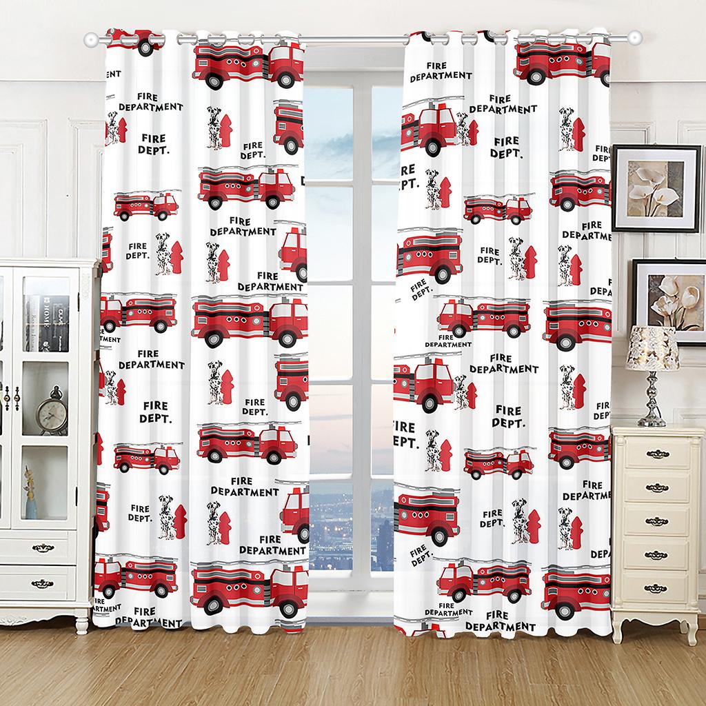 3D Cartoon Tractor Truck Excavator Bulldozer Child Curtains Blinds for Boys Room Kitchen Windows Decor Curtains 2 Panels