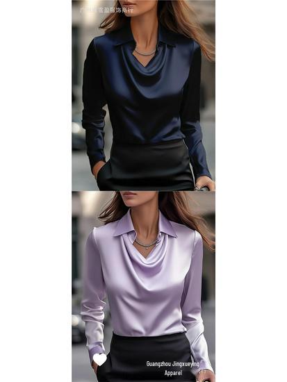 Elegant 2026 Women's Printed Swing Collar Shirt Top