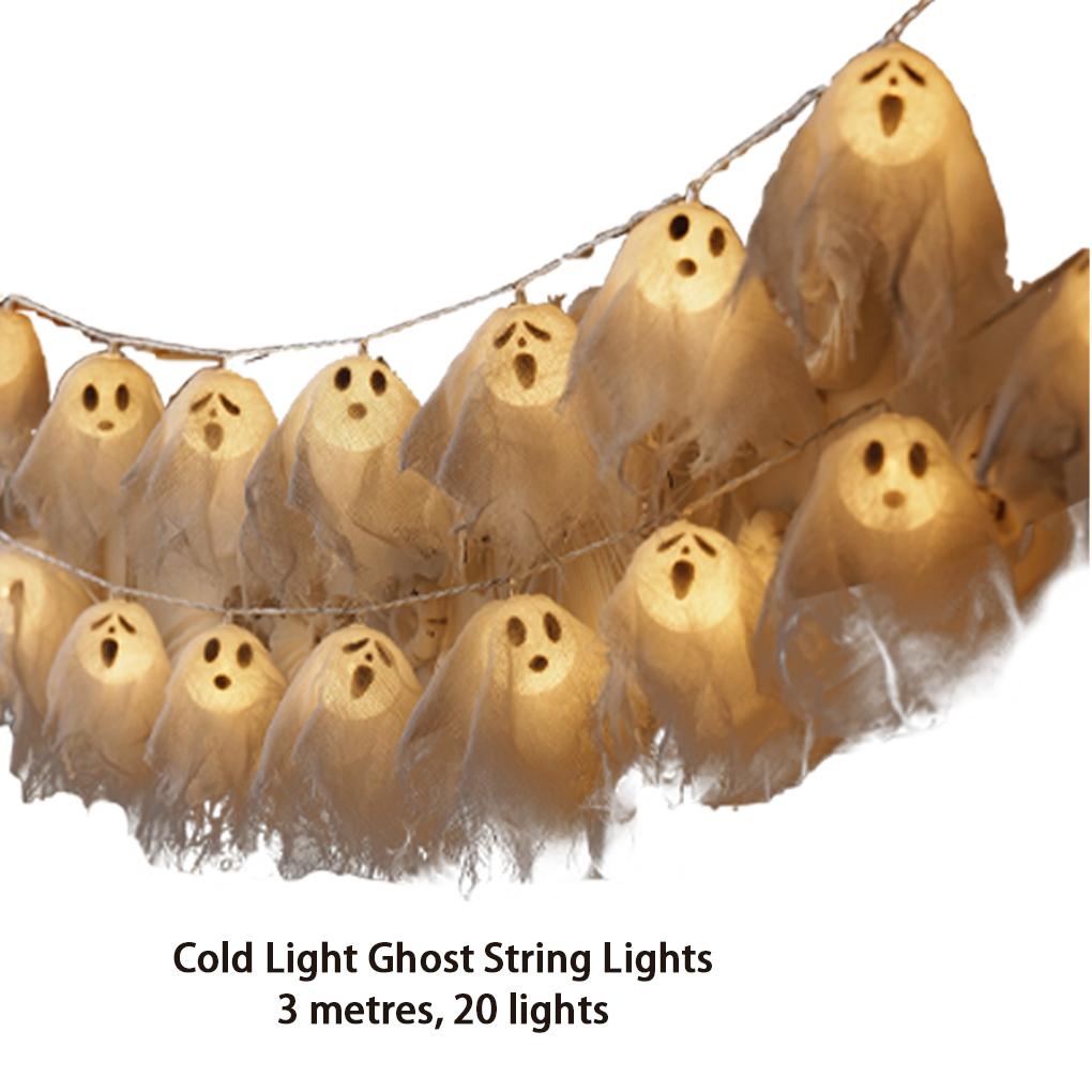 Light Up Ghost Garland 10/20 LED Battery Operated Handmade Ghost String Lights for Home Window Halloween Party Decor