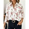 Long Sleeve Pink Floral Ladies Elegant Shirt, Fashion Loose Casual, Office Business Wear