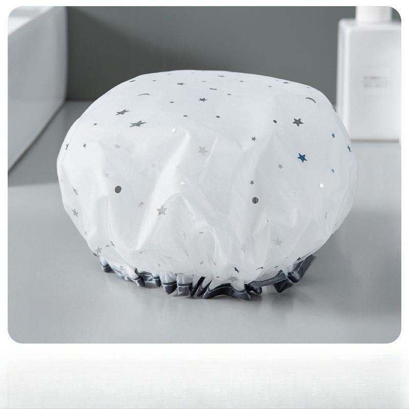 Cuffia da doccia impermeabile per bagno Cuffia per capelli elastica per cappello da bagno addensata per donna Bellezza Parrucchiere Dot Prodotti Accessori per il bagno
