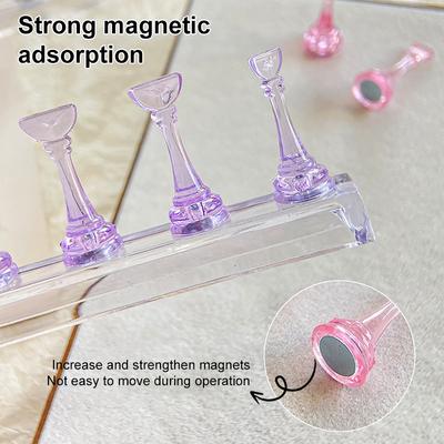 1Pcs Acrylic Nail Stand Tips Holders Chess Shaped Fingernail Diy Magnetic Training Practice Display Manicure Nail Tool For Salon