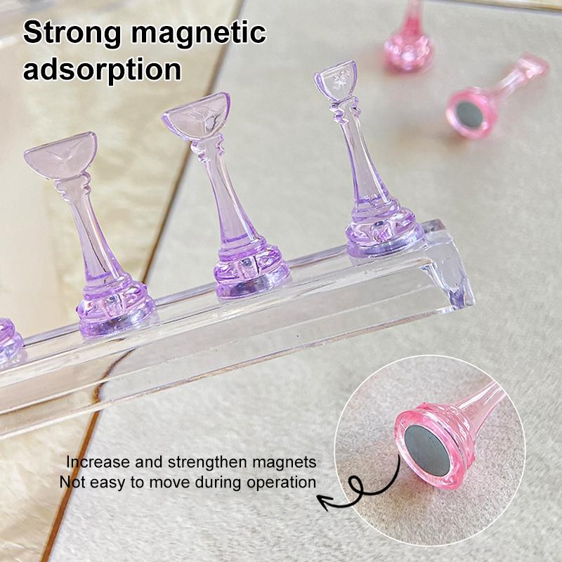 1Pcs Acrylic Nail Stand Tips Holders Chess Shaped Fingernail Diy Magnetic Training Practice Display Manicure Nail Tool For Salon