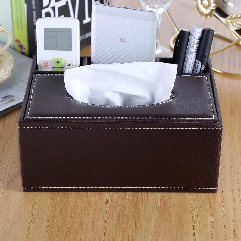 SEE KEAN Leather Tissue Box with Remote Control Holder
