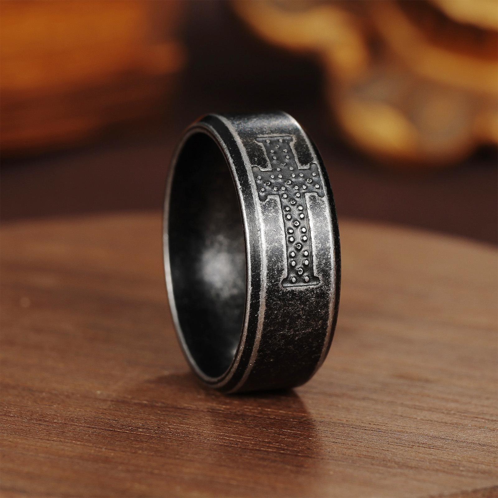 

Vintage Men s Stainless Steel Bible Verse Jesus Cross Rings For Men Christian Cross Religious Ring Men Amulet Jewelry 7