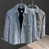 Herren Frühlings Herbst Strukturierte Knopfleiste Langarm Lässig Denim Stil Hemd