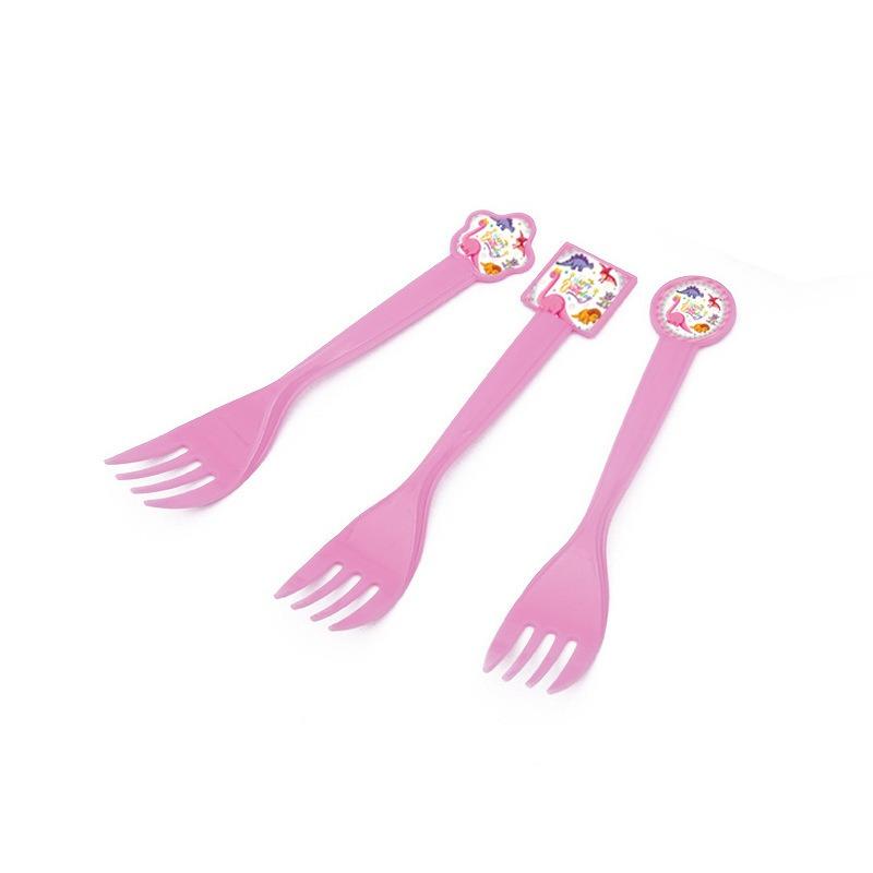 

New pink dinosaur party supplies dinosaur children s birthday theme decoration disposable tableware set Pink dinosaur fork 10pcs